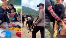 Detik-detik penangkapan wartawan advokasi Royman M. Hamid oleh aparat Polres Morowali di Desa Torete, Kecamatan Bungku Pesisir. (Foto kolase)