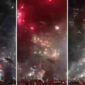 Pesta kembang api dan petasan menyala di kawasan Pantai Losari, Makassar, saat pergantian Tahun Baru 2026.