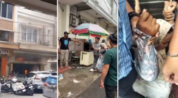 Toko emas Logam Mulia di Jalan Somba Opu, Makassar terbakar usai diduga dilempari molotov. Warga tampak panik, sementara seorang wanita yang diduga pelaku diamankan pihak kepolisian. (Foto kolase).