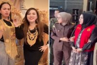 Owner brand MH Cosmetic, Mira Hayati saat berjoget sambil memamerkan perhiasan emas di media sosial (kanan) dan momen saat dieksekusi serta digiring petugas Kejati Sulsel untuk menjalani hukuman di Lapas Kelas 1A Makassar (tengah).