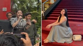 Foto Kolase - selebgram Nira saat menyampaikan orasi dalam aksi unjuk rasa di depan Polda Sulsel (kiri) dan potret dirinya dalam unggahan media sosial (kanan).