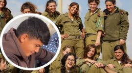 Foto Kolase – Ahmed al-Helou dan ilustrasi 10 tentara wanita Israel (Ist)