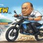 Ilustrasi Kepala Badan Gizi Nasional (BGN), Dadan Hindayana, mengendarai motor listrik melintas di depan Gedung DPR RI Komisi IX.
