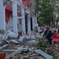 Reruntuhan gedung olahraga di Sulawesi Utara akibat gempa bumi magnitudo 7,6 yang terjadi Kamis pagi. (Tangkapan layar video)