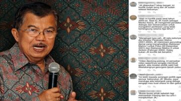 Tangkapan layar sejumlah komentar netizen yang membela JK di media sosial. (Kolase)