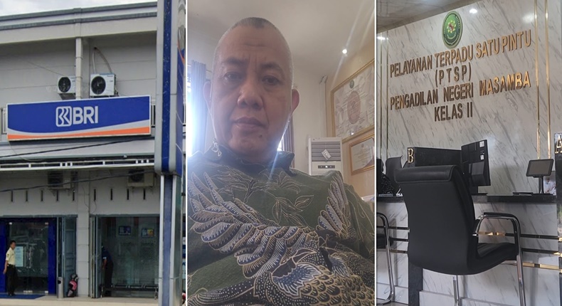 Foto Kolase – BRI Masamba, Kuasa Huku Rohani Woja, RUslan, SH, M.Si, dan PTSP Pengadilan Negeri Masamba Kelas II