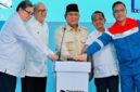 Presiden Prabowo Subianto bersama sejumlah pejabat dan pimpinan BUMN saat peluncuran Proyek Hilirisasi Nasional Tahap II di Cilacap, Jawa Tengah, Rabu (29/4/2026). Foto: BPMI Setpres/Laily Rachev