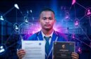 Rehan, remaja asal Pinrang yang masuk Hall of Fame NASA usai menemukan celah sistem. (Visual latar belakang dibuat dengan AI).
