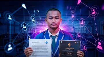 Rehan, remaja asal Pinrang yang masuk Hall of Fame NASA usai menemukan celah sistem. (Visual latar belakang dibuat dengan AI).