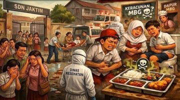 Ilustrasi ratusan siswa SD di Jaktim keracunan usai konsumsi MBG (Visual : Whisk.Google lab/FX)