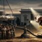Ilustrasi teatrikal mendemonstrasikan hancurnya skala prioritas anggaran negara. Di atas tanah yang retak akibat krisis, timbangan keadilan anggaran memperlihatkan kontras yang absolut (Visual AI)