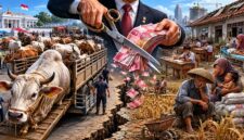 Ilustrasi polemik penggunaan APBN untuk pengadaan sapi kurban Presiden di tengah tekanan ekonomi rakyat. (Visual AI)
