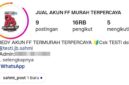 Tangkapan layar akun media sosial yang diduga terkait transaksi pembelian akun game yang dilaporkan oleh korban. 