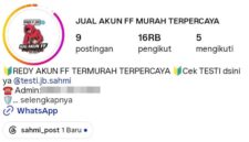 Tangkapan layar akun media sosial yang diduga terkait transaksi pembelian akun game yang dilaporkan oleh korban. 