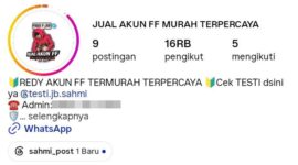Tangkapan layar akun media sosial yang diduga terkait transaksi pembelian akun game yang dilaporkan oleh korban. 