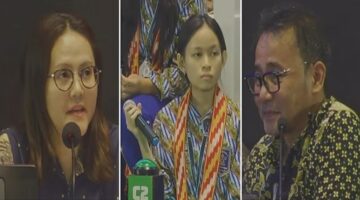 Momen perdebatan antara dewan juri dan peserta SMAN 1 Pontianak dalam final LCC Empat Pilar MPR RI Kalimantan Barat yang viral di media sosial usai polemik penilaian jawaban peserta. (Foto kolase)