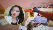 Petugas saat mengevakuasi jenazah Kirie Stephania Ronting dari kamar kosnya di Jalan Tidung Mariolo, Makassar.