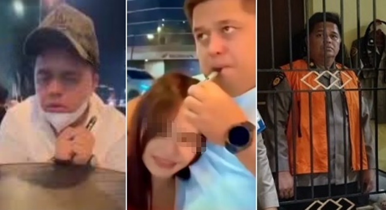 Tangkapan layar video viral yang memperlihatkan oknum polisi berinisial Kompol DK saat diduga menggunakan vape, hingga akhirnya menjalani pemeriksaan dan ditempatkan di Patsus oleh Bid Propam Polda Sumut. (Foto kolase).