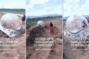 Tangkapan layar video objek misterius mirip UFO mendarat di Madura (Foto kolase)