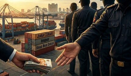 Ilustrasi praktik dugaan suap dalam skandal impor barang di lingkungan Ditjen Bea dan Cukai. KPK terus mendalami keterlibatan puluhan forwarder dan aliran uang haram ke oknum pejabat. (Visual AI)