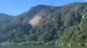 Detik-detik longsor di lereng pegunungan Danau Holon, Filipina, pascagempa 7,8 M pada Senin (8/6/2026)