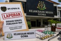Ilustrasi laporan dugaan korupsi pengadaan obat RSUD Syekh Yusuf Kabupaten Gowa yang telah diadukan ke Kejari Gowa. (Visual AI)