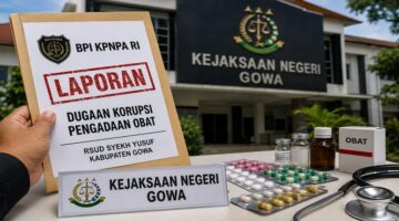 Ilustrasi laporan dugaan korupsi pengadaan obat RSUD Syekh Yusuf Kabupaten Gowa yang telah diadukan ke Kejari Gowa. (Visual AI)