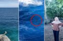 Tangkapan layar video yang memperlihatkan lokasi wisata Tebing Apparalang di Kabupaten Bulukumba, kondisi korban saat terombang-ambing di laut usai diterjang ombak (lingkaran merah), serta foto Elmi (17), siswi SMA yang dilaporkan hilang dan masih dalam pencarian tim SAR gabungan, Minggu (7/6/2026). 