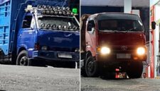 Truk pelangsir dengan tandon besar diduga leluasa menguras solar subsidi di SPBU Ujung Bulu menggunakan modus barcode ganda (Foto kolase)