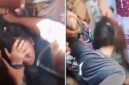 Pencopet wanita di Pasar Panjalingan Maros dikerumuni massa dalam posisi terduduk di tanah, beberapa warga terlihat emosi hingga menarik rambut dan memukul pelaku, meski sebagian warga lainnya berupaya menenangkan situasi agar aksi tidak semakin brutal. (Foto kolase)
