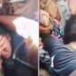 Pencopet wanita di Pasar Panjalingan Maros dikerumuni massa dalam posisi terduduk di tanah, beberapa warga terlihat emosi hingga menarik rambut dan memukul pelaku, meski sebagian warga lainnya berupaya menenangkan situasi agar aksi tidak semakin brutal. (Foto kolase)