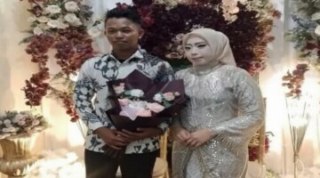 Foto yang beredar di media sosial memperlihatkan pengantin pria Firsan (kiri) bersama mempelai perempuan usai prosesi akad nikah di Galesong Utara, Kabupaten Takalar. Belakangan, Firsan mengaku ditampar kakak iparnya sesaat setelah ijab kabul dan melaporkan kejadian tersebut ke polisi. (Foto: tangkapan layar/media sosial)