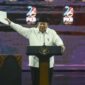 Prabowo Subianto berpidato pada peringatan Hari Lahir ke-28 PKB di Jakarta Convention Center. (Foto: ANTARA)