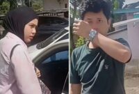 Tangkapan layar video diduga pasangan selingkuh saat hendak masuk ke dalam mobil di Sinjai. (Foto kolase)