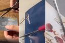 Aksi pengguntingan kartu ATM Bank Mandiri sebagai bentuk boikot dari nasabah (Foto kolase)