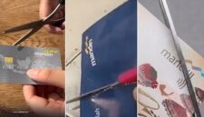 Aksi pengguntingan kartu ATM Bank Mandiri sebagai bentuk boikot dari nasabah (Foto kolase)