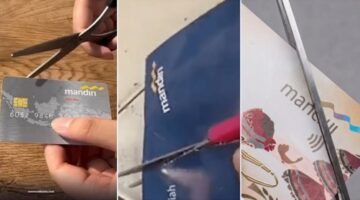 Aksi pengguntingan kartu ATM Bank Mandiri sebagai bentuk boikot dari nasabah (Foto kolase)