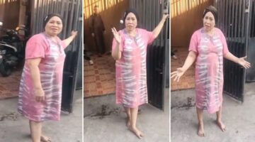 Tangkapan layar video viral yang memperlihatkan perdebatan antara Bu Haji dan seorang ketua RT mengenai pengelolaan sampah organik di Makassar (Foto kolase).