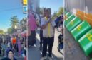 Suasana CFD Boulevard Makassar. Bagian kiri: tampak ramai warga yang beraktivitas di kawasan CFD. Bagian tengah: pengelola sedang memberikan arahan langsung di lokasi. Bagian kanan: sejumlah bak sampah baru telah disiapkan demi menjaga kebersihan kawasan. (Foto kolase/dok)