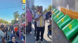 Suasana CFD Boulevard Makassar. Bagian kiri: tampak ramai warga yang beraktivitas di kawasan CFD. Bagian tengah: pengelola sedang memberikan arahan langsung di lokasi. Bagian kanan: sejumlah bak sampah baru telah disiapkan demi menjaga kebersihan kawasan. (Foto kolase/dok)
