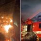 Petugas pemadam kebakaran berjibaku memadamkan kobaran api yang melanda kawasan Mall Nipah Makassar, Jalan Urip Sumoharjo, Minggu (9/8/2026) malam. (Foto kolase/tangkapan layar video)