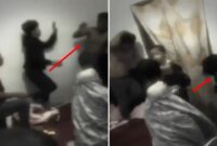Tangkapan layar video seorang pria berinisial JR (30) di Bone tampak tak berdaya di sudut ruangan dalam kondisi bertelanjang dada saat dikerumuni oleh warga dan pihak keluarga yang emosi. (Foto kolase)