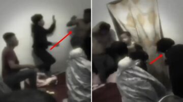 Tangkapan layar video seorang pria berinisial JR (30) di Bone tampak tak berdaya di sudut ruangan dalam kondisi bertelanjang dada saat dikerumuni oleh warga dan pihak keluarga yang emosi. (Foto kolase)