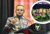 Gubernur Sulawesi Selatan Andi Sudirman Sulaiman dan dekorasi bunga yang menjadi perhatian publik terkait anggaran sewa bunga Pemprov Sulsel. (Foto kolase)