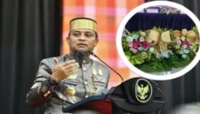 Gubernur Sulawesi Selatan Andi Sudirman Sulaiman dan dekorasi bunga yang menjadi perhatian publik terkait anggaran sewa bunga Pemprov Sulsel. (Foto kolase)