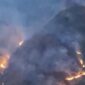 Tangkapan layar video yang beredar di media sosial memperlihatkan kobaran api dan kepulan asap membumbung tinggi melahap kawasan hutan pinus di lereng Gunung Nona, Kabupaten Enrekang, Sulawesi Selatan, Sabtu (15/8/2026).