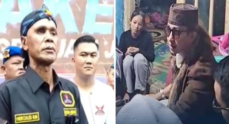 Tangkapan layar video Ketua Umum Ormas Gerakan Rakyat Indonesia Bersatu (GRIB) Jaya, Rosario de Marshall alias Hercules dan Habib Bahar bin Smith (Foto kolase)