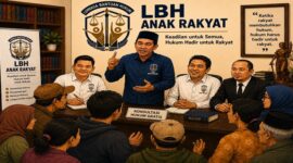 Ilustrasi layanan LBH Anak Rakyat yang membuka ruang konsultasi dan pendampingan hukum bagi masyarakat, dengan menekankan prinsip keadilan dan akses hukum yang setara bagi rakyat.