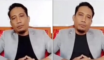 Tangkapan layar video permintaan maaf Muhammad Basri alias Ombas yang beredar di media sosial pada Senin (3/8/2026).