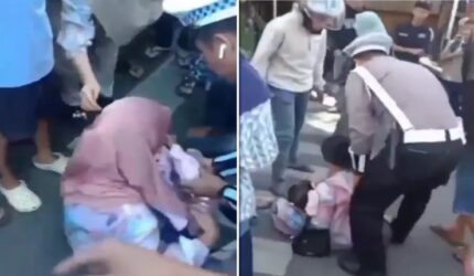 Kondisi di lokasi kecelakaan lalu lintas di perempatan Jalan Ahmad Yani, Watampone, Kabupaten Bone, yang melibatkan mobil yang dikemudikan seorang perwira polisi dengan sepeda motor. Insiden tersebut mengakibatkan seorang balita meninggal dunia (Foto kolase).